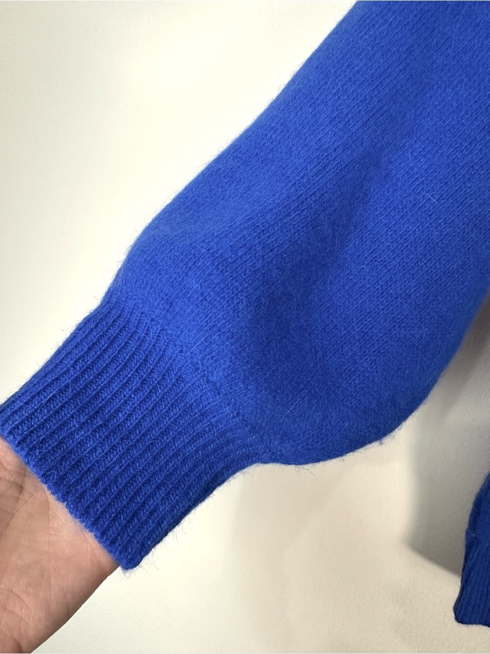 Vintage Wool Angora Cobalt Blue Dolman Sleeve Sweater Minimalist Bold Classic - Picture 7 of 10
